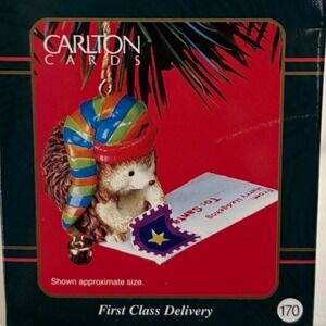 Carlton‎ Cards First Class Delivery Hedgehog Christmas Ornament 2001 CXOR-163E